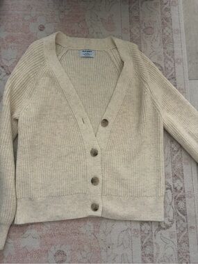 Old Navy Cream V‑Neck Button Front Women's Cardigan